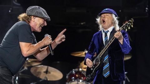 AC/DC frontman Brian Johnson and guitarist Angus Young at a gig in California last year