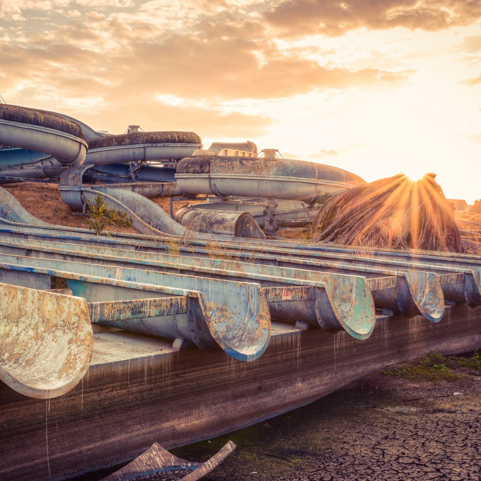 The gigantic water slides show that many people once splashed around in this Portuguese water park.  But even when left alone, the complex still has its charm.